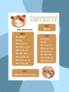 Tổng hợp chart móc len búp bê Capy, Mèo Dudu và Cá Heo