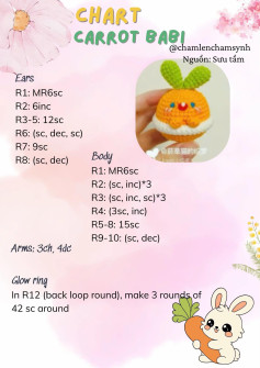 Tổng hợp chart móc len búp bê Carrot Babi và Smiski