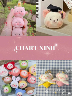 Tổng hợp Chart Móc Len: Búp bê Heo Xinh, Chuột, Thỏ và Phụ kiện