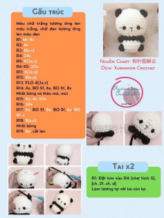 Tổng hợp chart móc len Gấu trúc, Donut, Đầu heo và Larva
