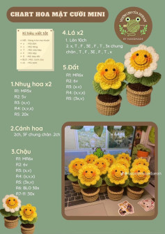 Tổng hợp chart móc len hoa mặt cười, ong, mặt trời và búp bê