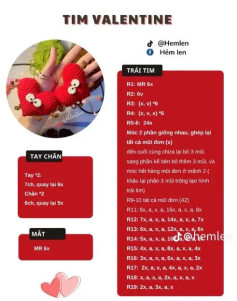 Tổng hợp Chart Móc Len Trái Tim: Búp bê, Khóa và Kẹp Tóc