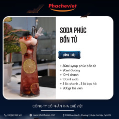 Tổng hợp công thức đồ uống Halloween độc đáo: Soda Phúc Bồn Tử, Trà Vải Hibiscus, Trà Sữa Bóng Đêm và Latte Than Tre