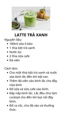 Tổng hợp công thức làm đồ uống tại nhà: Latte Trà Xanh, Trà Đào Lạnh và Trà Sữa Thái