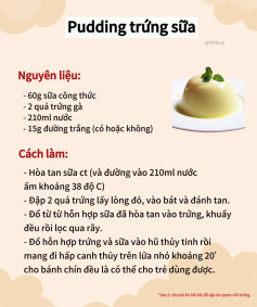 Tổng hợp công thức làm pudding cho bé ăn dặm: trứng sữa, xoài, phô mai bí đỏ, bơ và khoai lang tím