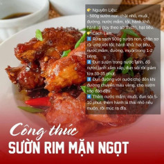 Tổng hợp công thức nấu ăn ngon: Sườn rim, thịt quay giòn bì và thịt băm hấp trứng