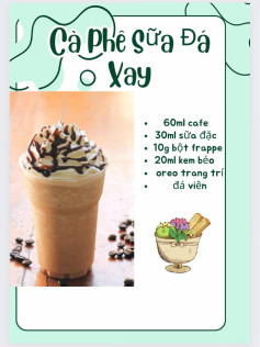 Tổng hợp công thức pha chế các loại Cà phê đá xay ngon: Sữa Đá, Thạch, Chocolate, Cookie và Dừa