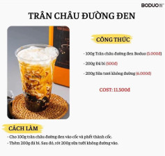 Tổng hợp công thức pha chế đồ uống Boduo: Trân châu đường đen, Olong cam bưởi, Hồng trà sữa, Trà sữa đào và Olong cam lựu