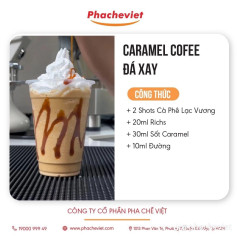 Tổng hợp công thức pha chế đồ uống: Caramel Coffee Đá Xay, Trà Cam Trân Châu, Trà Đào Cam Hạt Chia và Matcha Đá Xay