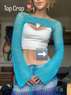 Top Crop Crochet de Algodón con Diseño Malla Abierta