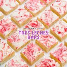 Tres Leches Shortbread Bars with White Chocolate and Strawberry Filling
