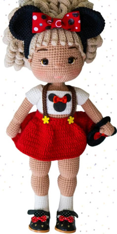 Tutoriais de Amigurumi Búp bê Juju Minnie: Materiais e Padrão Móc Len
