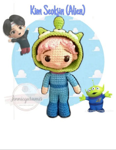 Tutorial Crochet Amigurumi Kim Seokjin (Alien) BTS