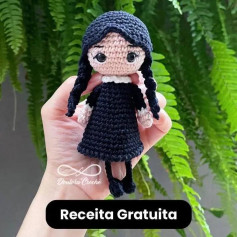 Tutorial Móc Len Búp bê Mini Wandinha (Wednesday) - Receita Gratuita