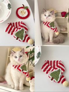 Tutorial Móc Len Khăn Cho Mèo Chủ Đề Giáng Sinh