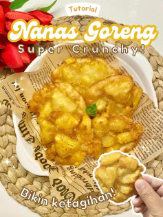 Tutorial Nanas Goreng Super Crunchy: Cách làm món ăn vặt chiên giòn tan, ngọt ngào từ dứa và bột