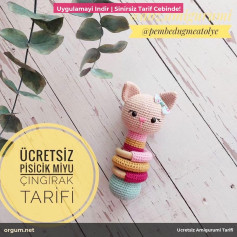 Ücretsiz Pisici Miyu Çıngırak Tarifi - Amigurumi Kedi Bebek Oyuncak Móc Len
