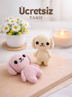 Ücretsiz Tarifi: Sevimli Pembe ve Krem Renkli Köpeği Mıknatıs Yapımı