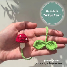 Ücretsiz Türkçe Amigurumi Mantar ve Yaprak Kitap Ayracı Tarifi
