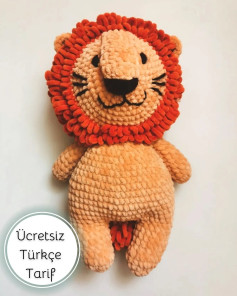 Ücretsiz Türkçe Kadife İplik Aslan Amigurumi Modeli