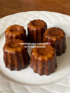 Valentine's Day Caneles Recipe: French Vanilla Custard Dessert with Crispy Caramelized Crust