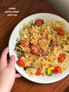 Versatile Pasta Salad with Sautéed Vegetables, Couscous, and Toasted Panko Breadcrumbs