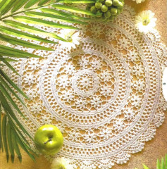 White Floral Crochet Doily Round Tablecloth Pattern Chart