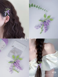 Wisteria Flower Hair Clip Crochet Pattern Tutorial