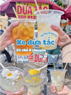 Xe dừa tắc có chỗ 8 chuyện, giá 18k/lý với cơm dừa vừa phải và mút thơm