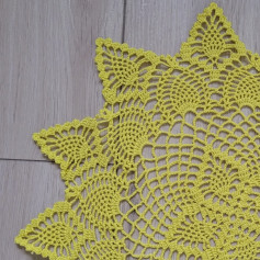Yellow Star Crochet Doily: Handmade Lace Pattern Chart and Tutorial
