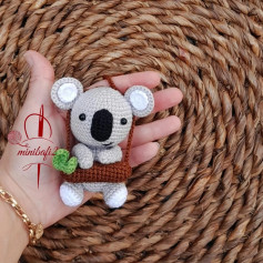 آموزش بافی آویز ماشین کوالا (Koala Car Keychain) - طرح مینی بافی