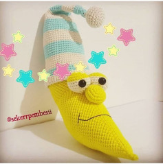 Amigurumi Banana Moon Crochet Pattern: Complete Chart for Body, Nose, and Eyes in Turkish