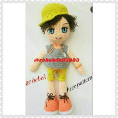 Amigurumi Boy Doll Crochet Pattern with Hat, Shorts and Shoes - Free Step by Step Instructions