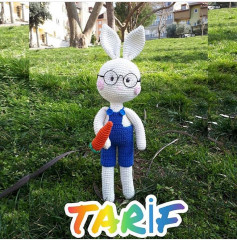 Amigurumi Rabbit Pattern: Crochet Tutorial for White Bunny with Glasses and Carrot