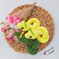 Amigurumi Snake Crochet Pattern: Green and Yellow Toy Tutorial by Plushtoy Brigade