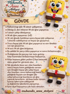 Amigurumi Sünger Bob Anahtarlık Mök Len Dersesi: Gövde, Ayak, Kol ve Göz Adım Adım Yapım