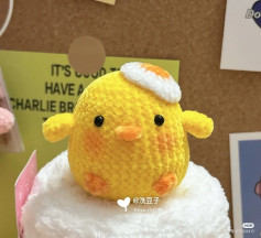 Amigurumi Yellow Chick with Fried Egg Hat Crochet Pattern