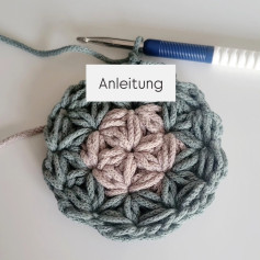 Anleitung Jasminmuster häkeln in Runden mit Diagramm und Schritt-für-Schritt Beschreibung