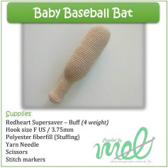 Baby Baseball Bat Crochet Pattern: Free Amigurumi Toy Tutorial with Supplies List and Step-by-Step Instructions