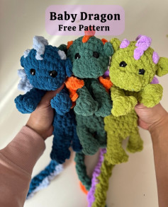 Baby Dragon Free Crochet Pattern: Colorful Amigurumi Doll with Wings and Spikes Tutorial