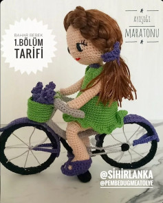 Bahar Bebek Tarifi: Amigurumi Búp bê Mùa Xuân Đi Xe Đạp