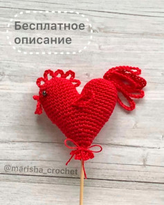 Бесплатное описание: как связать красного петушка крючком