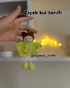 Çiçek Kız Amigurumi Anahtarlık Tarifi - Detaylı Móc Len Sıraları
