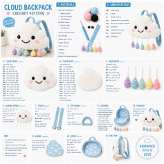 Cloud Backpack Crochet Pattern with Raindrops