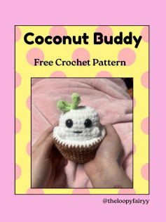 Coconut Buddy Free Crochet Pattern: Cute Amigurumi Plushie with Shell and Leaves