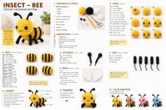 Crochet Amigurumi Insect Bee Pattern: Yellow & Black Cute DIY Tutorial with Step-by-Step Instructions