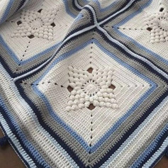 Crochet Chart for Raised Square Motif with Popcorn Stitch