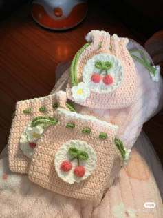 Crochet Cherry Drawstring Bag and Sheep Pattern Chart Tutorial