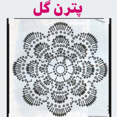 Crochet Flower Patterns: Persian Chart 'Petr-e Gol', French Diagram, and English Flat Pattern