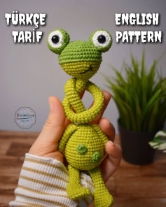 Crochet Frog Bag Charm Pattern Tutorial in Turkish and English